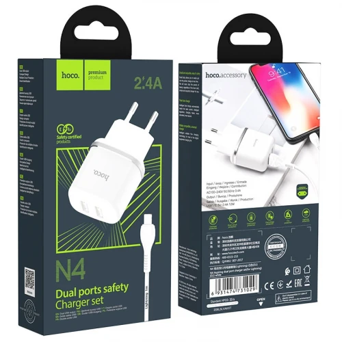 МЗП 2Port Hoco N4 2USB 2.4A USB to Lightning