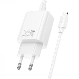 МЗП 2Port Hoco N63 Gentle USB+USB-C QC 3.0 PD 30W Type-C to Lightning