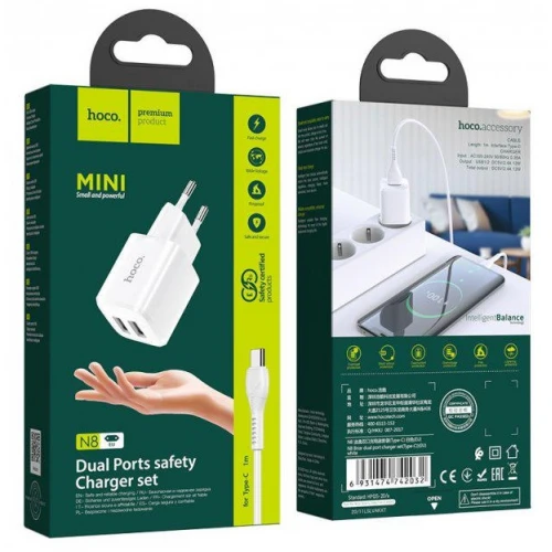 МЗП 2Port Hoco N8 2USB 2.4A USB to Type-C