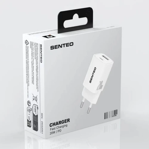 МЗП 2Port SENTEO S-03 USB+USB-C PD/QC3.0 20W (CE Сертификат)