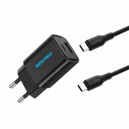 МЗП 2Port SENTEO S-03C USB+USB-C PD/QC3.0 20W Type-C to Type-C (CE Сертификат)