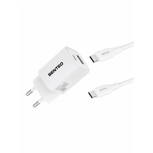 МЗП 2Port SENTEO S-03C USB+USB-C PD/QC3.0 20W Type-C to Type-C (CE Сертификат)