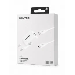 МЗП 2Port SENTEO S-03C USB+USB-C PD/QC3.0 20W Type-C to Type-C (CE Сертификат)