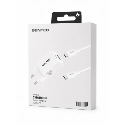 МЗП 2Port SENTEO S-03C USB+USB-C PD/QC3.0 20W Type-C to Type-C (CE Сертификат)