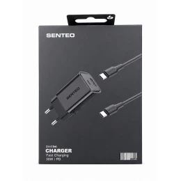 МЗП 2Port SENTEO S-04C USB+USB-C PD/QC3.0 30W Type-C to Type-C (CE Сертификат)