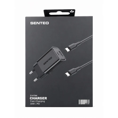 МЗП 2Port SENTEO S-04C USB+USB-C PD/QC3.0 30W Type-C to Type-C (CE Сертификат)