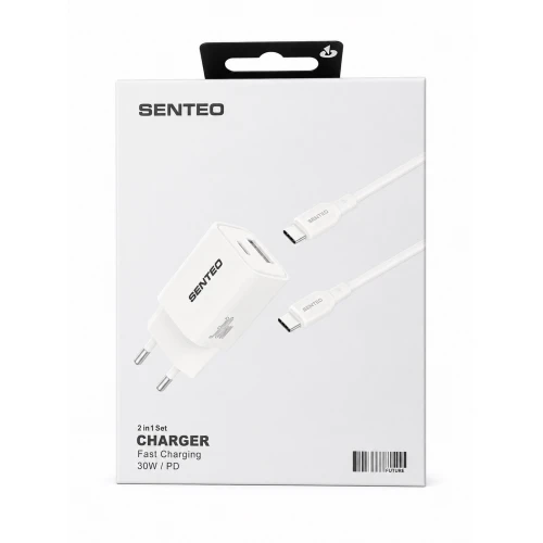 МЗП 2Port SENTEO S-04C USB+USB-C PD/QC3.0 30W Type-C to Type-C (CE Сертификат)