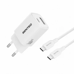 МЗП 2Port SENTEO S-04C USB+USB-C PD/QC3.0 30W Type-C to Type-C (CE Сертификат)