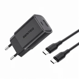 МЗП 2Port SENTEO S-04C USB+USB-C PD/QC3.0 30W Type-C to Type-C (CE Сертификат)
