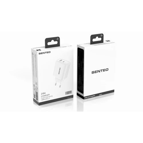 МЗП 2Port SENTEO T-02 version2 USB+USB-C PD/QC3.0 20W (CE Сертификат)
