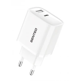 МЗП 2Port SENTEO T-02 version2 USB+USB-C PD/QC3.0 20W (CE Сертификат)