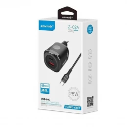 МЗП 2Port SENTEO Z-02A USB+USB-C 3A PD/QC3.0 25W Type-C to Type-C (CE Сертификат)