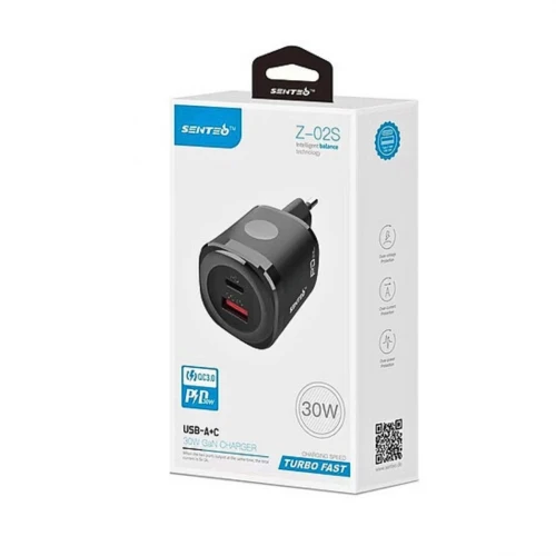 МЗП 2Port SENTEO Z-02S USB+USB-C 3A PD 30W (CE Сертификат)