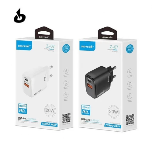 МЗП 2Port SENTEO Z-07 USB+USB-C 3A PD/QC3.0 20W (CE Сертификат)