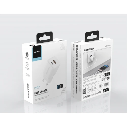 МЗП 2Port SENTEO Z-22 USB+USB-C 3A GaN PD 20W (CE Сертификат)