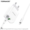 МЗП 2Port Tornado TD-17 USB+USB-C 3A PD/QC3.0 20W Type-C to Lightning
