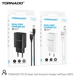 МЗП 2Port Tornado TD-25 2USB 2.1A USB to Type-C