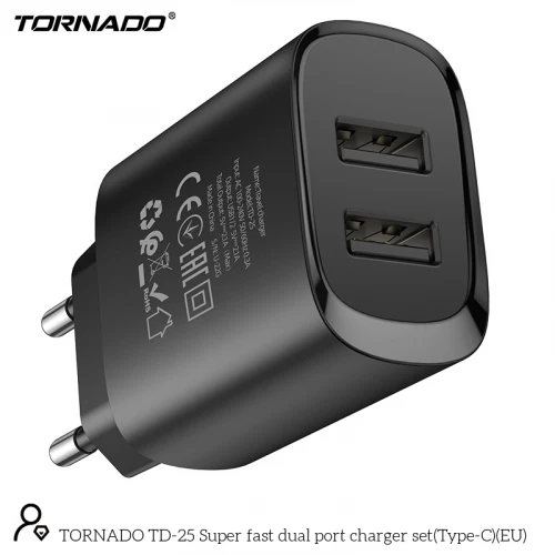 МЗП 2Port Tornado TD-25 2USB 2.1A USB to Type-C