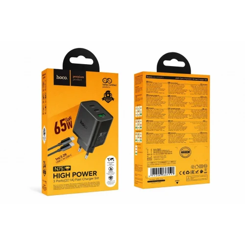 МЗП 3Port Hoco N75 USB+2USB-C QC 3.0 PD 65W Type-C to Type-C