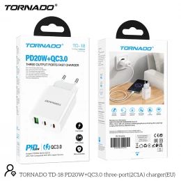 МЗП 3Port Tornado TD-18 USB+2USB-C PD/QC3.0 20W