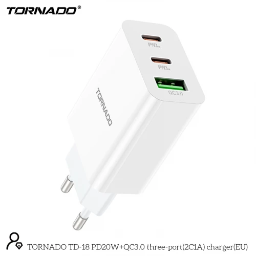 МЗП 3Port Tornado TD-18 USB+2USB-C PD/QC3.0 20W