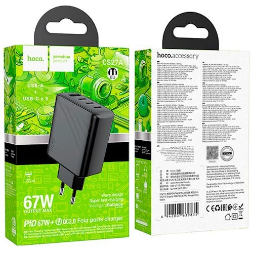 МЗП 4Port Hoco CS27A Supply 3USB-C+USB PD 67W