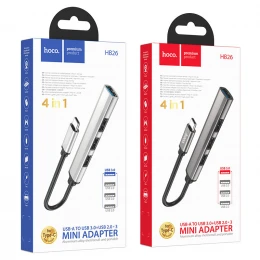 USB HUB Hoco 4in1 adapter HB26 Type-C to USB3.0+3xUSB2.0